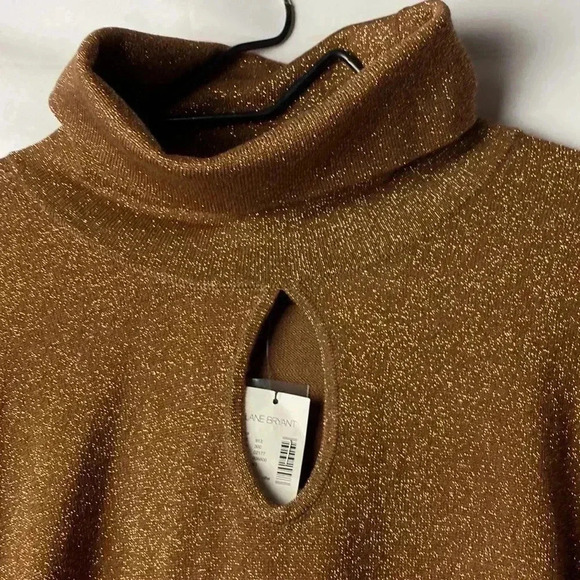 LANE BRYANT WO SIZE 26/28 BRONZE METALLIC HOLIDAY FORMALTOP TURTLENECK KEYHOLE - Picture 6 of 14